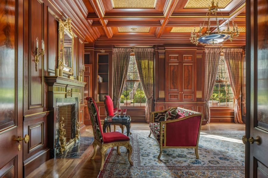 Wood-Paneled Library